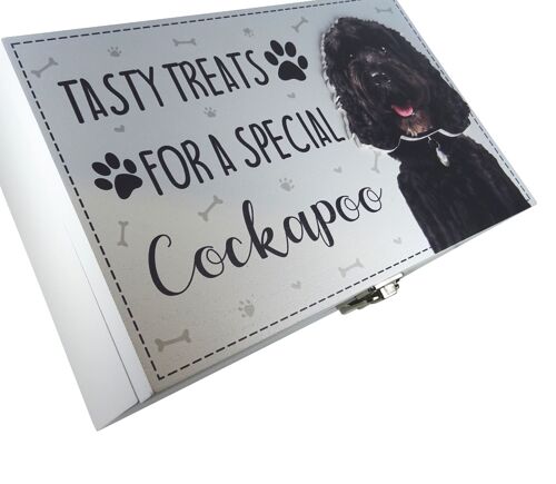 Dog Treat Box for Cockapoo, wooden food storage box container