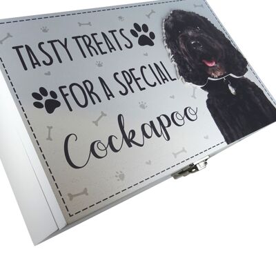 Dog Treat Box for Cockapoo, wooden food storage box container