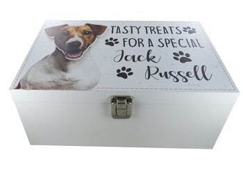 Boîte à friandises pour chien Jack Russell, boîte de rangement en bois pour aliments 2