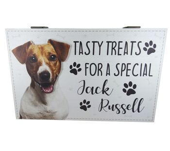 Boîte à friandises pour chien Jack Russell, boîte de rangement en bois pour aliments 3