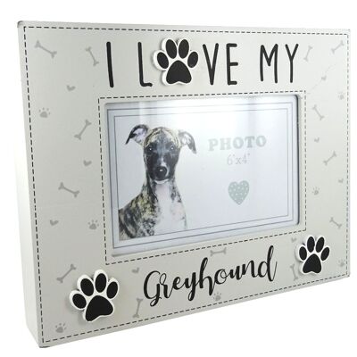 Portafoto in stile scatola di legno con cornice per foto Greyhound, 6" x 4"