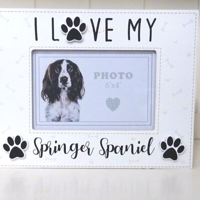 Springer Spaniel marco de fotos estilo caja de madera portafotos, 6" x 4"