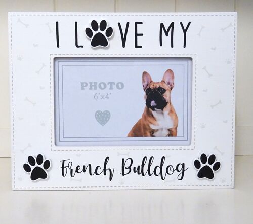 French Bulldog photo frame wooden box style picture holder, 6" x 4"