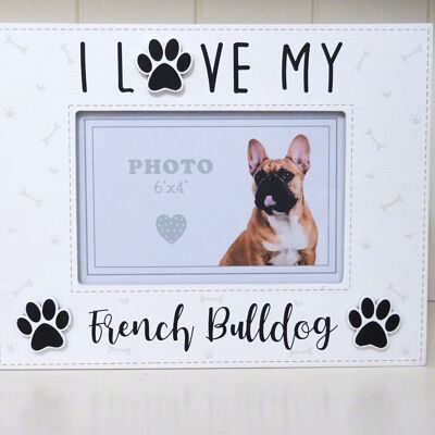 Französische Bulldogge Fotorahmen Holzkiste Bilderhalter, 6" x 4"
