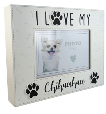 Cadre photo Chihuahua porte-photo style boîte en bois, 6" x 4"