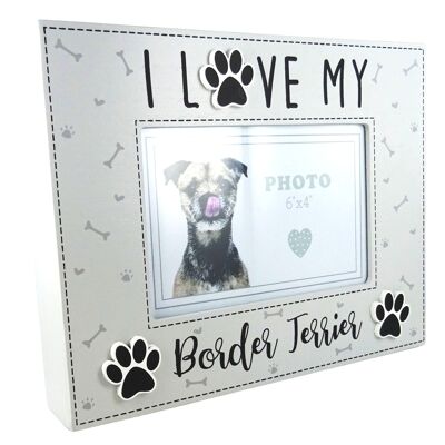 Border Terrier photo frame wooden box style picture holder, 6" x 4"