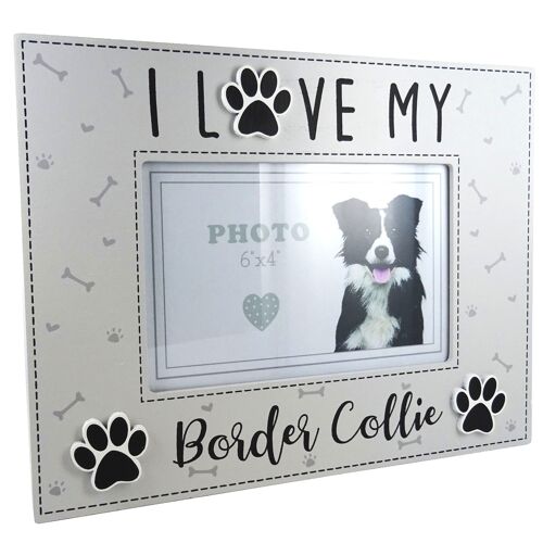 Border Collie photo frame wooden box style picture holder, 6" x 4"