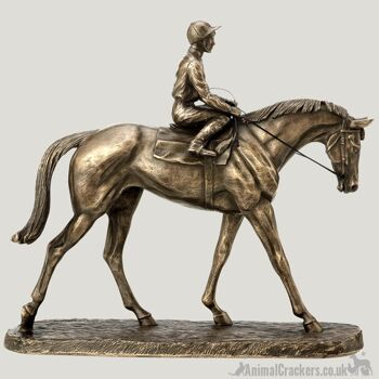 Going to the Post' figurine de cheval de course en bronze coulé à froid conçue par Harriet Glen 1