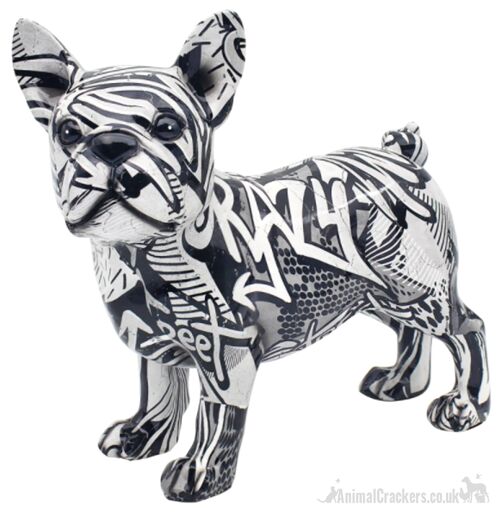 Graffiti Art monochrome coloured standing French Bulldog 'Frenchie' ornament figurine