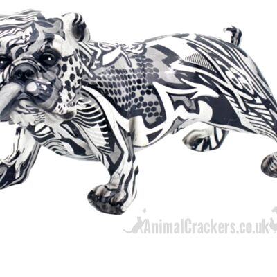 Graffiti Art monochrome stehende englische Bulldogge Figur, Bull Dog Liebhabergeschenk