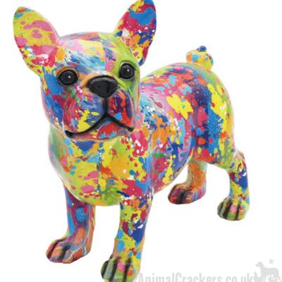 SPLASH ART estatuilla de adorno de Bulldog Francés de pie de color brillante, regalo de amante de Frenchie