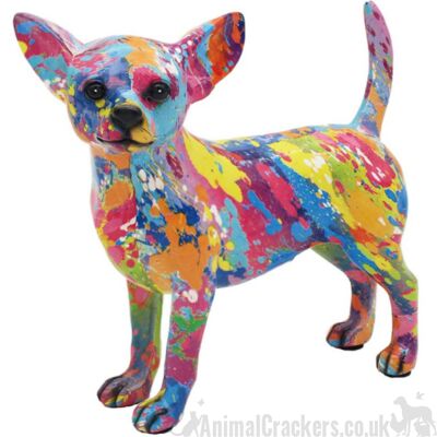 Estatuilla de adorno de Chihuahua de pie de color brillante de SPLASH ART, regalo de amante de Chihuahua