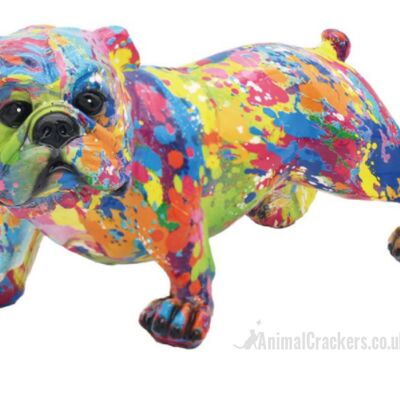 SPLASH ART leuchtende Farbe stehende englische Bulldogge Ornament Figur, Geschenk für Hundeliebhaber