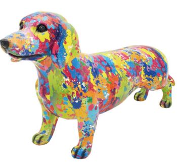 Figurine d'ornement de teckel de couleur vive SPLASH ART, cadeau d'amant de chien de saucisse