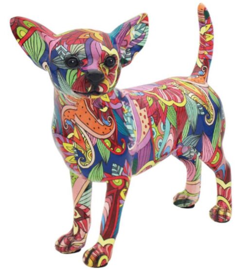 GROOVY ART bright coloured standing Chihuahua ornament figurine, Chihuahua lover gift