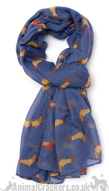 Teckel léger pour femme en manteau à rayures Écharpe Sarong dans un choix de couleurs, excellent cadeau pour les amoureux des chiens saucisses et remplissage de bas. - Bleu 1