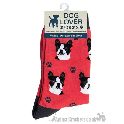 Damen Boston Terrier Design Socken Einheitsgröße hochwertige Baumwollmischung Neuheit Hundeliebhaber Geschenk Strumpffüller