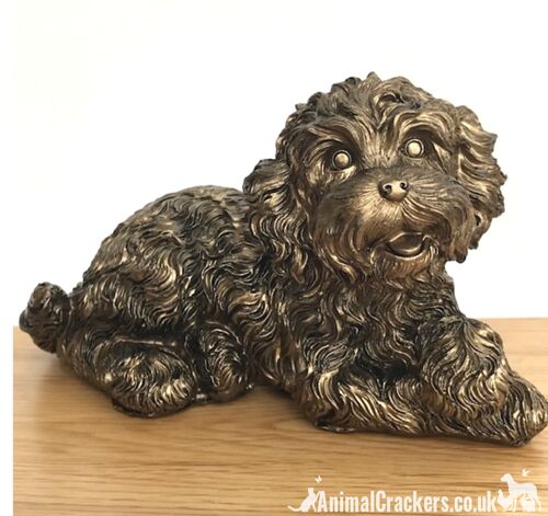 Bronze effect Laying Cockapoo ornament, lovely Doodle Dog lover gift