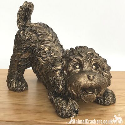 Ornamento da gioco Cockapoo effetto bronzo, adorabile regalo per amante dei cani Doodle