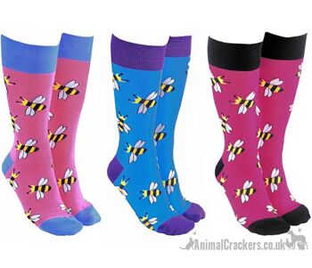 Mélange de coton de qualité Chaussettes design BEE, Femmes Hommes Unisexe, Taille unique, cadeau d'amant d'abeille de nouveauté ou remplisseur de bas - Rose pâle 2