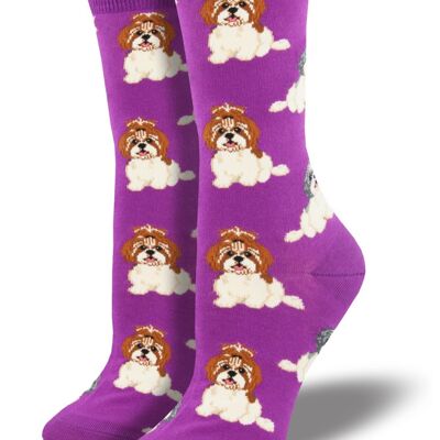 Womens Socksmith 'Shih Tzu Not' design socks, One Size, quality Shih Tzu Dog lover gift - Pink