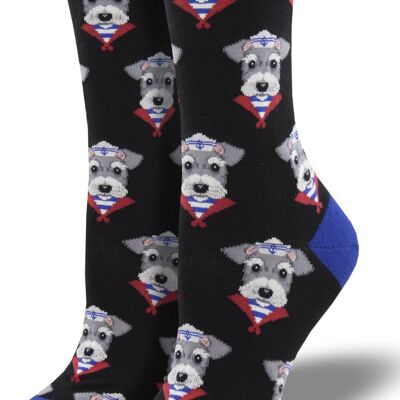 Calidad para mujer Socksmith Snazzy Schnauzer calcetines de talla única novedad Regalo para amantes de los perros - Negro