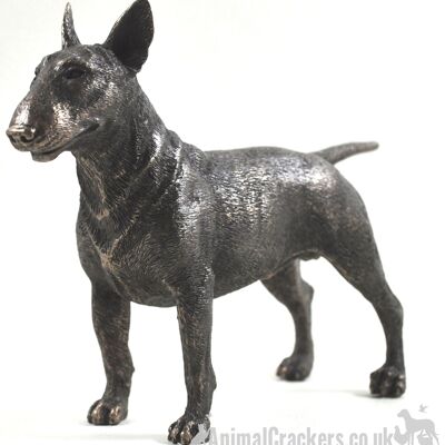 Adorno de escultura de Bull Terrier inglés de bronce fundido en frío, regalo de amante de los perros de calidad encantadora