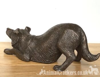 Ornement de sculpture Border Collie en bronze lourd de 22 cm, grand cadeau d'amant de chien de mouton 6