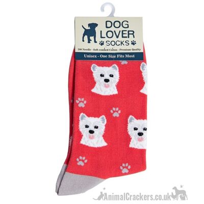 Calcetines West Highland Terrier para mujer, talla única, mezcla de algodón de calidad, novedad, regalo Westie