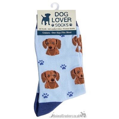 Damen-Socken mit rotem Dackel, Sausage Dog Lover, Einheitsgröße, hochwertiges Baumwollmischungsgeschenk
