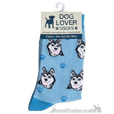 Womens Siberian Husky design socks One Size quality cotton mix Dog lover gift