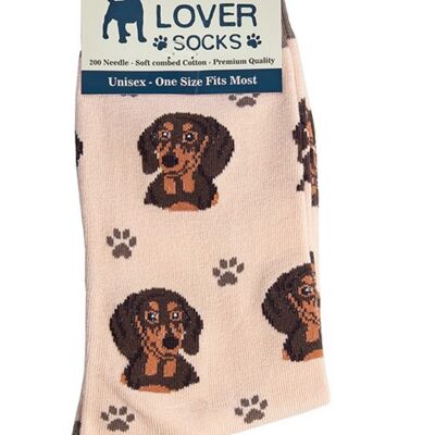Chaussettes d'amant de chien de saucisse de teckel noir et beige pour femmes, cadeau de nouveauté en coton de qualité unique