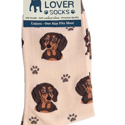 Calcetines negros y tostados para mujer, amantes de los perros salchicha Dachshund, talla única, mezcla de algodón de calidad, regalo novedoso