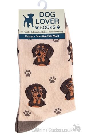 Chaussettes d'amant de chien de saucisse de teckel noir et beige pour femmes, cadeau de nouveauté en coton de qualité unique