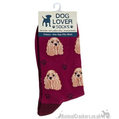 Calcetines para mujer Cocker Spaniel Talla única Mezcla de algodón de calidad Novedad Regalo para amantes de los perros