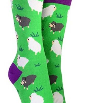 Calcetines novedosos con diseño de ovejas de 'Sock Society' para hombres o mujeres, talla única, gran relleno de regalo para amantes de las ovejas - Verde
