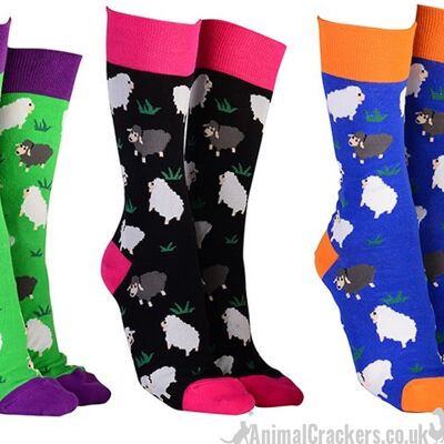 Neuartige Socken im Schafdesign von 'Sock Society' für Männer oder Frauen, Einheitsgröße, tolles Geschenk für Liebhaber von Schafen - Blau