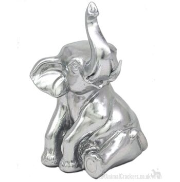 Lesser & Pavey 'Silver Art' ornement de figurine d'éléphant assis en résine lourde, cadeau d'amant de chat