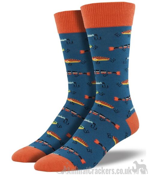 Mens quality Socksmith 'Just Fishing' design socks One Size Fisherman gift stocking filler