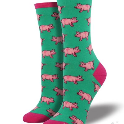 Chaussettes design 'LITTLE PIGGY' pour femmes Socksmith, taille unique, grande nouveauté cadeau pour amoureux des cochons