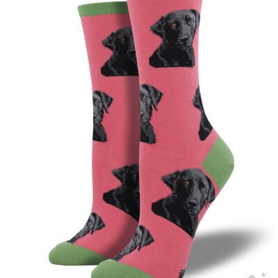 Chaussettes de qualité pour femmes de Socksmith in Dusky Pink 'Lab-or of love' Chaussettes design Labrador One Size Black Lab lover gift
