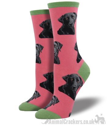 Chaussettes de qualité pour femmes de Socksmith in Dusky Pink 'Lab-or of love' Chaussettes design Labrador One Size Black Lab lover gift