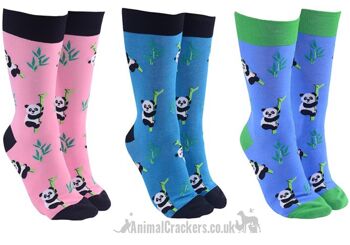 Chaussettes design Panda fantaisie, homme ou femme, taille unique, cadeau amoureux de la faune - bleu vif 2