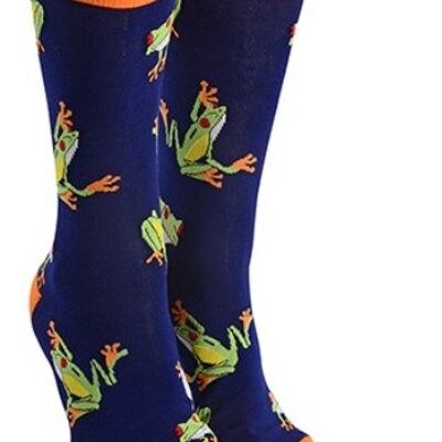 Neuartige Socken mit Frosch-Design für Erwachsene, Männer oder Frauen, Einheitsgröße, Frosch-Liebhaber-Geschenk-Strumpffüller – Marineblau