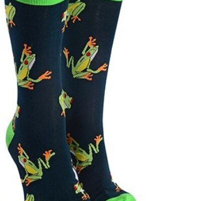 Novelty adults Frog design socks, Men or Women, One Size, Frog lover gift stocking filler - Dark Green