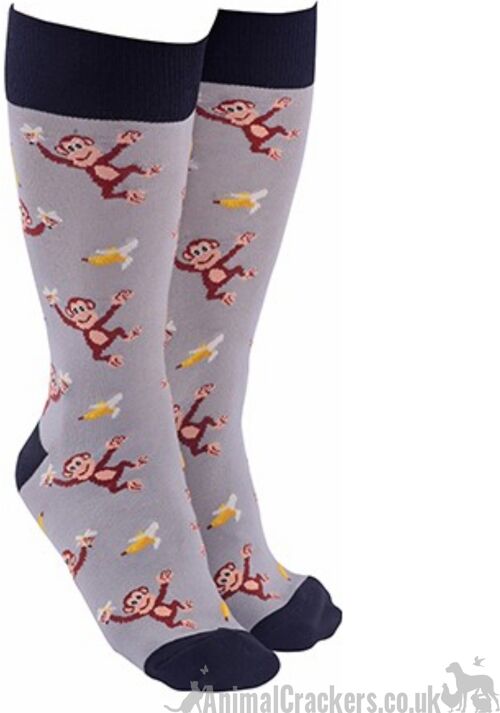 Novelty Monkey socks for Men or Women, One Size, great stocking filler animal lover gift - Grey