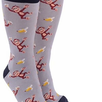 Novelty Monkey socks for Men or Women, One Size, great stocking filler animal lover gift - Grey