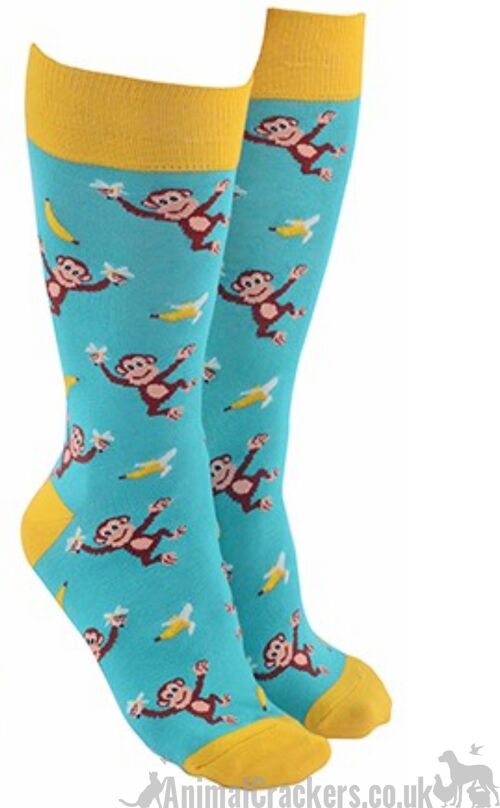 Novelty Monkey socks for Men or Women, One Size, great stocking filler animal lover gift - Blue