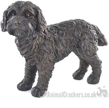 Grande sculpture de figurine d'ornement d'effet de bronze de Cockapoo, cadeau d'amant de chien de griffonnage 1