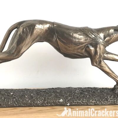 Figurine de lévrier de course unique en bronze coulé à froid, fabuleuse figurine d'ornement, coffret cadeau